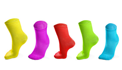 colored socks imitating steps