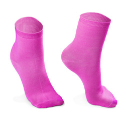 pink pair of socks isolated on white background 