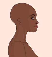 Portrait of bald beautiful African American woman