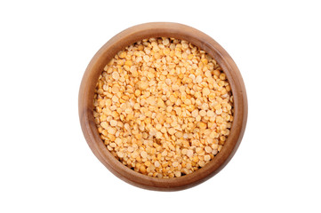 Dried beans peas in a wooden bowl on a white background. ingredient for a healthy lifestyle and diet.