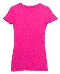 Women's hot pink t-shirt on white