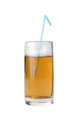 Transparent glass cup with a carbonated beverage