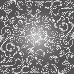 Ornamental pattern hand draw on a black background
