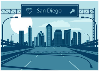 San Diego skyline - obrazy, fototapety, plakaty