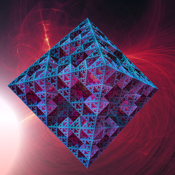 Mandelbulb Fractal Object and Flame Fractal Background