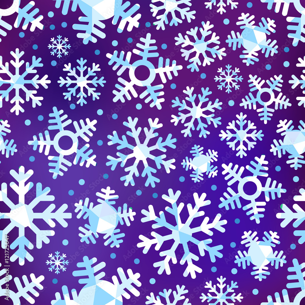 Poster different blue snowflakes set. abstract seamless pattern