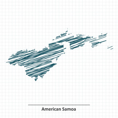 Doodle sketch of American Samoa map