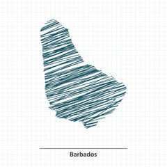 Doodle sketch of Barbados map