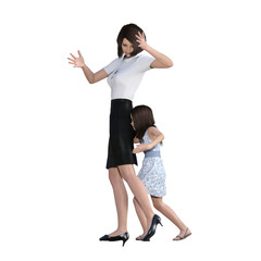 Mother Daughter Interaction of Girl Pushing Mom