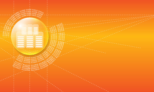 Vector abstract background with a circular binary code and data