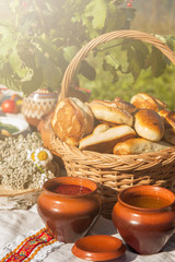 Fototapeta na wymiar Russian table with food
