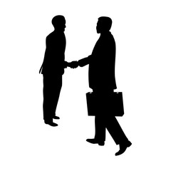 vector illustration of business people shaking hands in agreement and making deal.