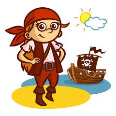 Funny Pirate Girl Ship