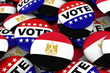 Egypt Elections Concept - Egyptian Flag and Vote Badges 3D Illustration