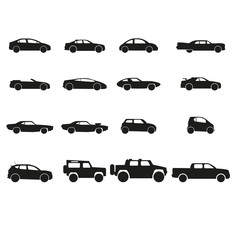 Car icons set. Vector illustration. 