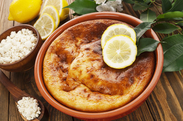 Casserole with curd and lemon