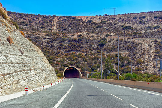 Road going to the tunnel on Cyprus highway