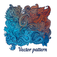 Vector colorful paisley texture with abstract flowers