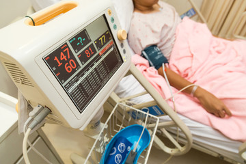 Patient monitoring machine in hospital ward