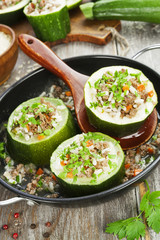 Zucchini with meat and rice