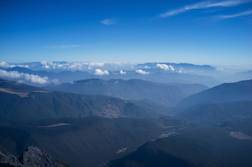 Mountain landscape in Jade Dragon Snow Mountain (Yulong Snow Mountain) located at Lijiang, Yunnan, China.