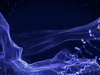 futuristic concept abstract space background,Abstract dots wave Look like cloth shape.3D rendering.
