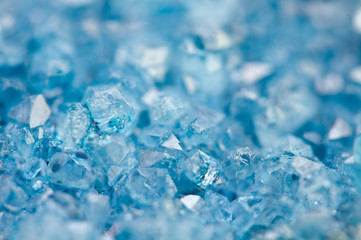 Blue crystals Agate mineral its blurred natural background