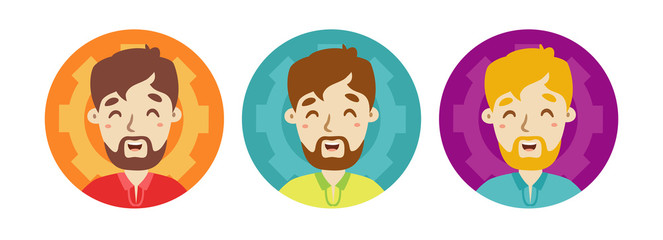 flat man avatar icons set