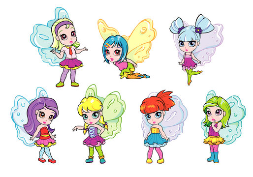 vector colorful fairies set