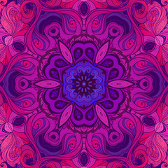 Floral traditional Indian paisley titled background. Seamless pa