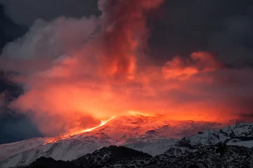 Keuken spatwand met foto Volcano Etna eruption © Wead