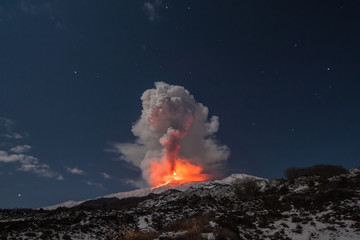 Volcano Etna eruption