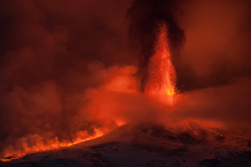 Volcano Etna eruption