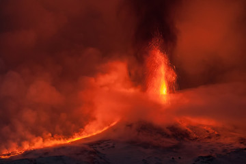 Volcano Etna eruption