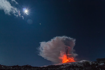 Volcano Etna eruption