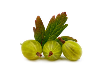 Fresh ripe gooseberries isolated on a white background