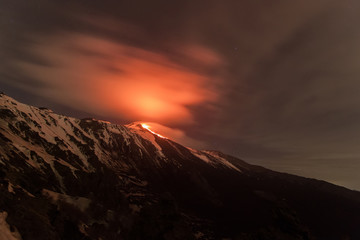 Volcano Etna eruption