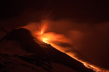 Volcano Etna eruption