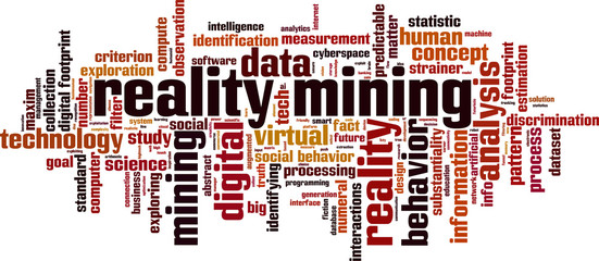 Reality mining word cloud concept. Vector illustration