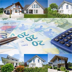 Kosten für Eigenheim, Baugeld, Collage