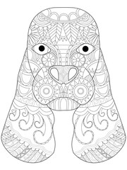 Dog Cocker Spaniel head coloring vector for adults
