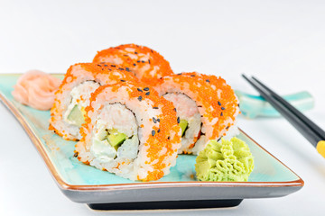 California maki sushi with orange masago