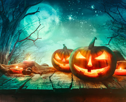 Halloween design with pumpkins