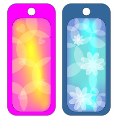 Colorful tags or labels over white background