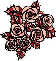 pink roses in tattoo style