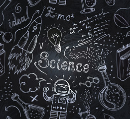 Back to School: science lab objects doodle vintage style sketche