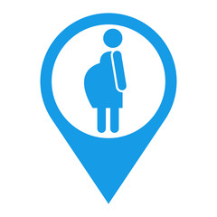 Icono plano localizacion embarazada azul