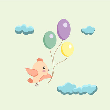 image of a bird with balloons © chekky