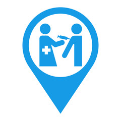 Icono plano localizacion vacuna azul