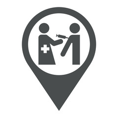 Icono plano localizacion vacuna gris